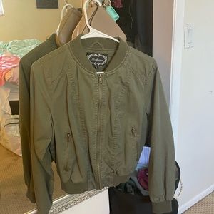 Olive color zip-up jacket, size medium